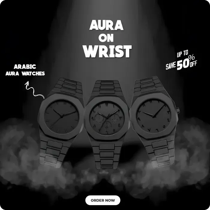 Premium Black Arabic Aura Watch