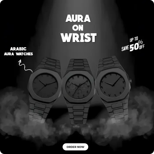 Premium Black Arabic Aura Watch